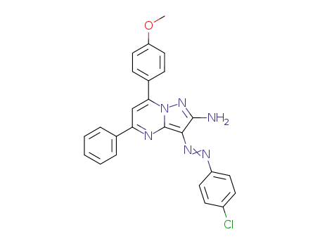 Molecular Structure of 134045-69-5 (3-(4-Chloro-phenylazo)-7-(4-methoxy-phenyl)-5-phenyl-pyrazolo[1,5-a]pyrimidin-2-ylamine)