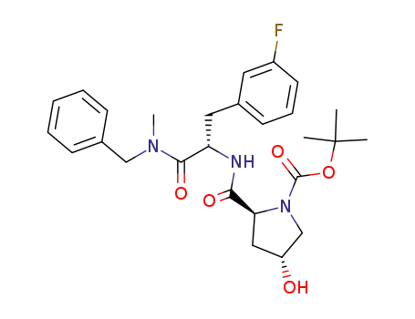 Molecular Structure of 142995-45-7 ((2S,4R)-2-[(S)-1-(Benzyl-methyl-carbamoyl)-2-(3-fluoro-phenyl)-ethylcarbamoyl]-4-hydroxy-pyrrolidine-1-carboxylic acid tert-butyl ester)