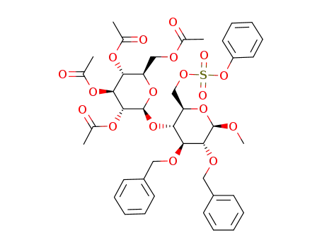 Acetic acid (2S,3R,4S,5R,6R)-4,5-diacetoxy-6-acetoxymethyl-2-((2R,3R,4S,5R,6R)-4,5-bis-benzyloxy-6-methoxy-2-phenoxysulfonyloxymethyl-tetrahydro-pyran-3-yloxy)-tetrahydro-pyran-3-yl ester