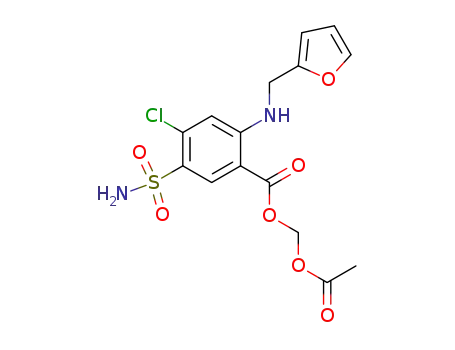Molecular Structure of 143417-80-5 ((acetyloxy)methyl 4-chloro-2-[(furan-2-ylmethyl)amino]-5-sulfamoylbenzoate)