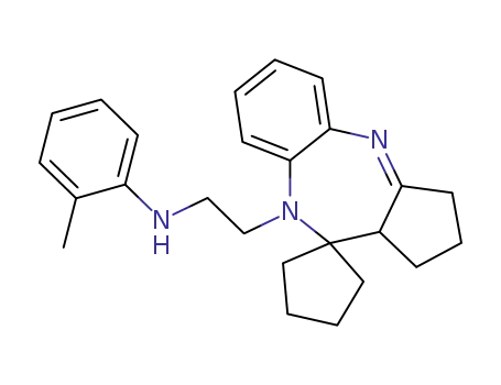 Molecular Structure of 133307-90-1 (Spiro(benzo(b)cyclopenta(e)(1,4)diazepine-10(9H),1-cyclopentane)-9-ethanamine, 1,2,3,10a-tetrahydro-N-(2-methylphenyl)-)