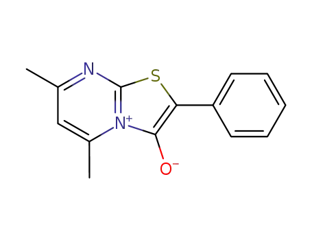 Molecular Structure of 86660-14-2 (5,7-dimethyl-2-phenylthiazolo<3.2-a>pyrimidinium 3-oxide)