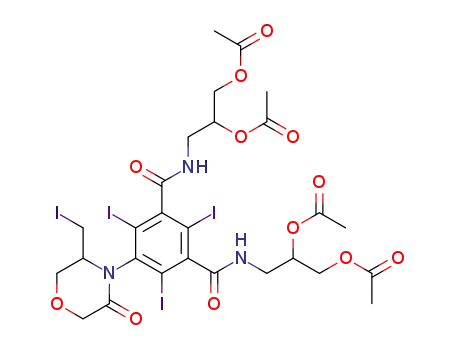 Molecular Structure of 136453-22-0 (1,3-Benzenedicarboxamide,
N,N'-bis[2,3-bis(acetyloxy)propyl]-2,4,6-triiodo-5-[3-(iodomethyl)-5-oxo-
4-morpholinyl]-)