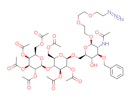 8-azido-3,6-dioxaoctyl 3-O-benzyl-2-deoxy-6-O-<2,3,6-tri-O-acetyl-4-O-(2,3,4,6-tetra-O-acetyl-β-D-galactopyranosyl)-β-D-gglucopyranosyl>-β-D-glucopyrnoside