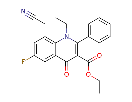 Molecular Structure of 170880-13-4 (8-cianometil-1-etil-3-etoxicarbonil-2-fenil-6-fluoro-4(1H)-quinolona)