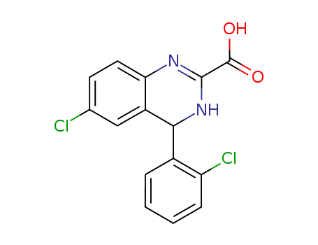 Molecular Structure of 106647-31-8 (2-Quinazolinecarboxylic acid, 6-chloro-4-(2-chlorophenyl)-1,4-dihydro-)
