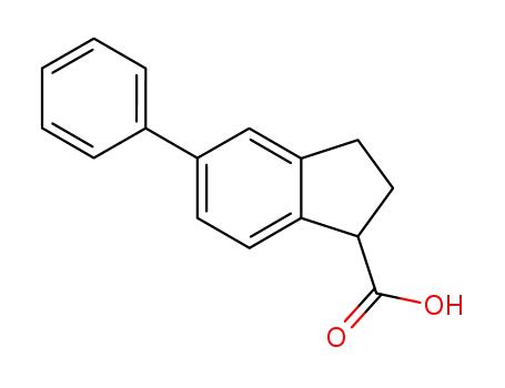 Molecular Structure of 38913-17-6 (1H-Indene-1-carboxylic acid, 2,3-dihydro-5-phenyl-)