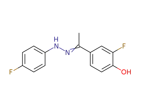 Molecular Structure of 104815-81-8 (2-Fluoro-4-{1-[(4-fluoro-phenyl)-hydrazono]-ethyl}-phenol)