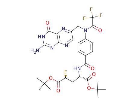 Molecular Structure of 1025903-77-8 ((2S,4S)-2-{4-[(2-Amino-4-oxo-3,4-dihydro-pteridin-6-ylmethyl)-(2,2,2-trifluoro-acetyl)-amino]-benzoylamino}-4-fluoro-pentanedioic acid di-tert-butyl ester)
