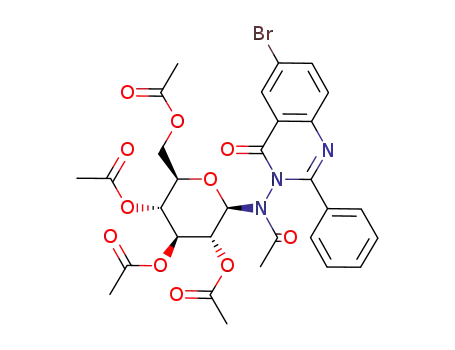 Molecular Structure of 170299-18-0 (6-bromo-2-phenyl-3-<N-acetyl-N-(tetra-O-acetyl-β-D-glucopyranosyl)>amino-4(3H)-quinazolinone)