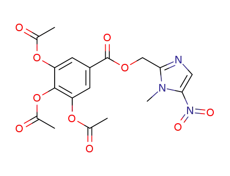 Molecular Structure of 104575-37-3 ((1-methyl-5-nitro-1H-imidazol-2-yl)methyl 3,4,5-tris(acetyloxy)benzoate)