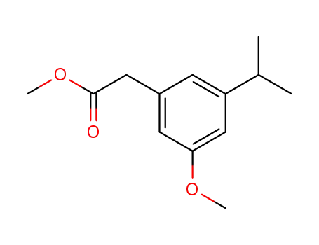 Molecular Structure of 51028-95-6 (Benzeneacetic acid, 3-methoxy-5-(1-methylethyl)-, methyl ester)