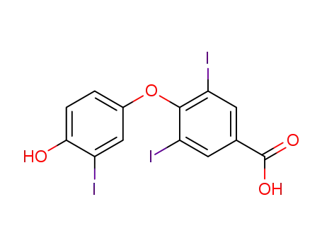Molecular Structure of 4618-45-5 (4-(4'-HYDROXY-3'-IODOPHENOXY)-3,5-DIIODO-BENZOIC ACID)