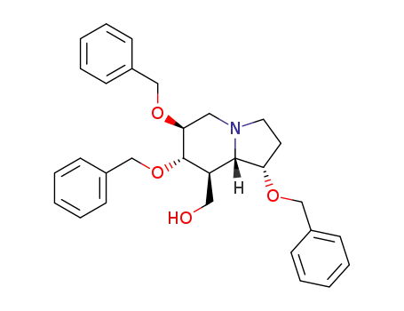 Molecular Structure of 171925-37-4 (8-Indolizinemethanol, octahydro-1,6,7-tris(phenylmethoxy)-, 1S-(1.alpha.,6.beta.,7.alpha.,8.beta.,8a.beta.)-)