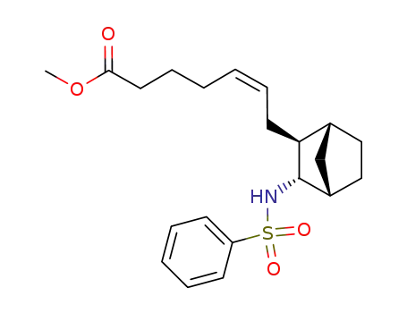 Molecular Structure of 154634-43-2 (methyl (5Z)-7-{(1R,2S,3S,4R)-3-[(phenylsulfonyl)amino]bicyclo[2.2.1]hept-2-yl}hept-5-enoate)