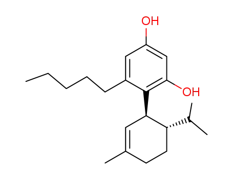 Molecular Structure of 43059-57-0 (4-((1S,6S)-6-Isopropyl-3-methyl-cyclohex-2-enyl)-5-pentyl-benzene-1,3-diol)