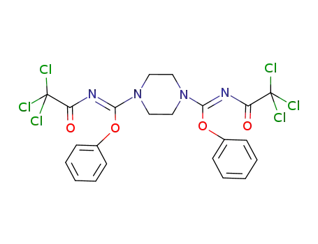 Molecular Structure of 90234-97-2 (1,4-Piperazinedicarboximidic acid, N,N'-bis(trichloroacetyl)-, diphenyl
ester)