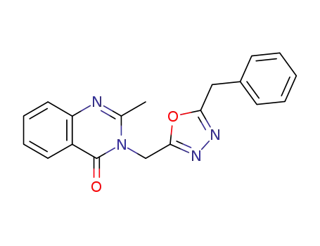 Molecular Structure of 106924-07-6 (3-[(5-benzyl-1,3,4-oxadiazol-2-yl)methyl]-2-methylquinazolin-4(3H)-one)