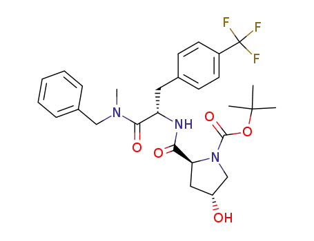 Molecular Structure of 143016-41-5 ((2S,4R)-2-[(S)-1-(Benzyl-methyl-carbamoyl)-2-(4-trifluoromethyl-phenyl)-ethylcarbamoyl]-4-hydroxy-pyrrolidine-1-carboxylic acid tert-butyl ester)