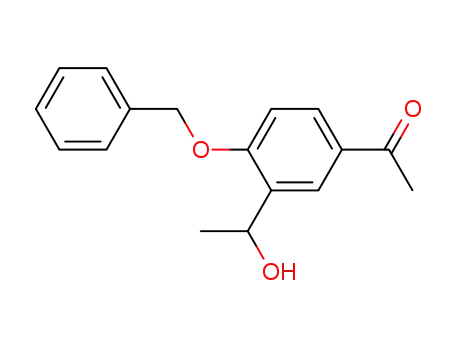 Molecular Structure of 63295-83-0 (Ethanone, 1-[3-(1-hydroxyethyl)-4-(phenylmethoxy)phenyl]-)