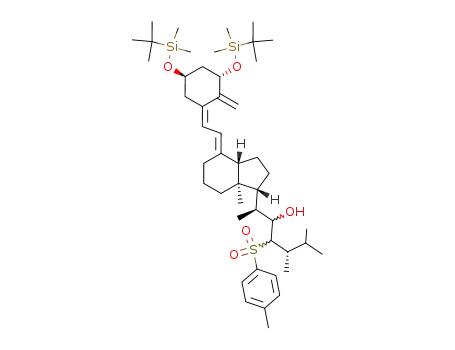 Molecular Structure of 125091-81-8 ((2S,5S)-2-{(1R,3aS,7aR)-4-[2-[(3S,5R)-3,5-Bis-(tert-butyl-dimethyl-silanyloxy)-2-methylene-cyclohex-(Z)-ylidene]-eth-(E)-ylidene]-7a-methyl-octahydro-inden-1-yl}-5,6-dimethyl-4-(toluene-4-sulfonyl)-heptan-3-ol)