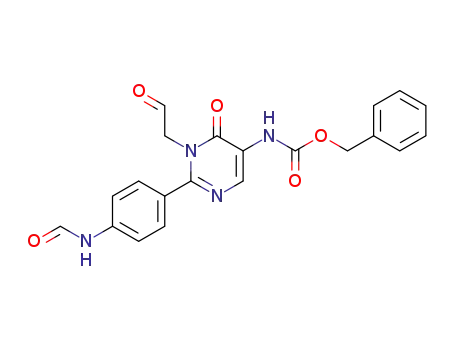 Molecular Structure of 1025973-04-9 ([2-(4-Formylamino-phenyl)-6-oxo-1-(2-oxo-ethyl)-1,6-dihydro-pyrimidin-5-yl]-carbamic acid benzyl ester)