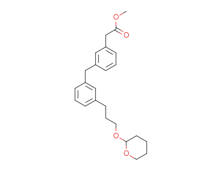 Molecular Structure of 1026707-56-1 ((3-{3-[3-(Tetrahydro-pyran-2-yloxy)-propyl]-benzyl}-phenyl)-acetic acid methyl ester)