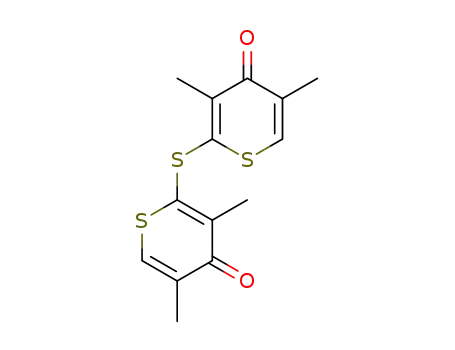 Molecular Structure of 61170-12-5 (4H-Thiopyran-4-one, 2,2'-thiobis[3,5-dimethyl-)