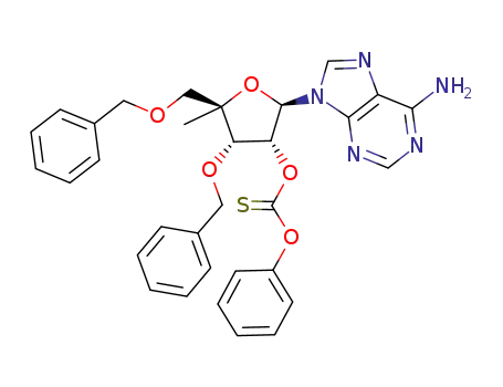 Thiocarbonic acid O-[(2R,3R,4S,5R)-2-(6-amino-purin-9-yl)-4-benzyloxy-5-benzyloxymethyl-5-methyl-tetrahydro-furan-3-yl] ester O-phenyl ester