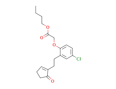 Molecular Structure of 95645-93-5 (Acetic acid, [4-chloro-2-[2-(5-oxo-1-cyclopenten-1-yl)ethyl]phenoxy]-,
butyl ester)