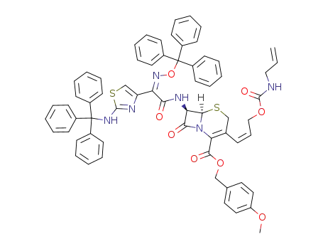 4-methoxyphenylmethyl 7-<(Z)-2-(2-tritylaminothiazol-4-yl)-2-trityloxyiminoacetamido>-3-<(Z)-3-(N-allylcarbamoyloxy)-1-propenyl>-3-cephem-4-carboxylate