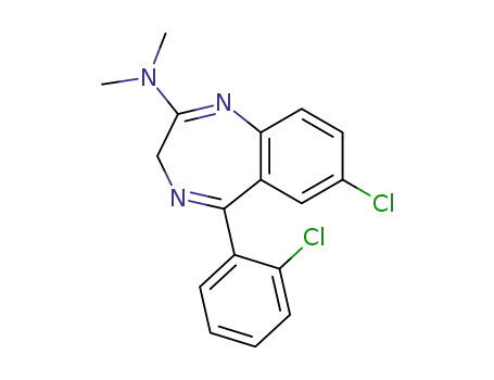 Molecular Structure of 82723-64-6 (7-chloro-5-(2-chlorophenyl)-2-dimethylamino-3H-1,4-benzodiazepine)