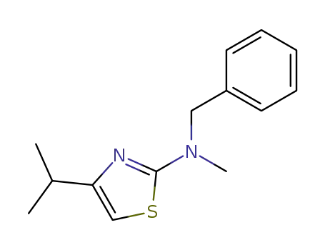 Molecular Structure of 85656-45-7 (2-Thiazolamine, N-methyl-4-(1-methylethyl)-N-(phenylmethyl)-)