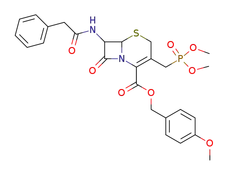 Molecular Structure of 120155-26-2 (p-methoxybenzyl 3-dimethoxyphosphinylmethyl-7-phenylacetamido-3-cephem-4-carboxylate)