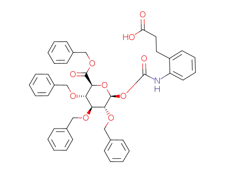 (2S,3S,4S,5R,6S)-3,4,5-Tris-benzyloxy-6-[2-(2-carboxy-ethyl)-phenylcarbamoyloxy]-tetrahydro-pyran-2-carboxylic acid benzyl ester
