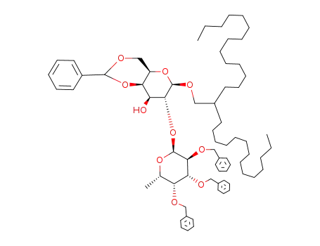 (4aR,6R,7R,8S,8aR)-2-Phenyl-6-(2-tetradecyl-hexadecyloxy)-7-((2S,3S,4R,5R,6S)-3,4,5-tris-benzyloxy-6-methyl-tetrahydro-pyran-2-yloxy)-hexahydro-pyrano[3,2-d][1,3]dioxin-8-ol