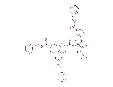 4-{(S)-2-[(6-{[Benzyloxycarbonyl-(2-benzyloxycarbonylamino-ethyl)-amino]-methyl}-pyridine-2-carbonyl)-amino]-2-tert-butylcarbamoyl-ethyl}-imidazole-1-carboxylic acid benzyl ester