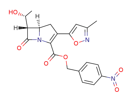 Molecular Structure of 1025809-56-6 ((5R,6S)-6-((R)-1-Hydroxy-ethyl)-3-(3-methyl-isoxazol-5-yl)-7-oxo-1-aza-bicyclo[3.2.0]hept-2-ene-2-carboxylic acid 4-nitro-benzyl ester)