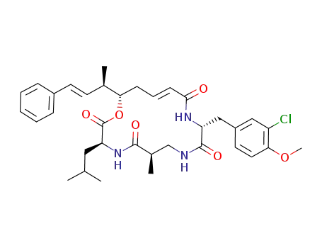(E)-(3S,6R,10R,16S)-10-(3-Chloro-4-methoxy-benzyl)-3-isobutyl-6-methyl-16-((E)-(R)-1-methyl-3-phenyl-allyl)-1-oxa-4,8,11-triaza-cyclohexadec-13-ene-2,5,9,12-tetraone