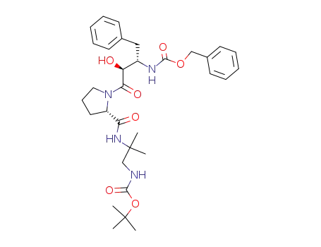 Molecular Structure of 207444-85-7 ({(1S,2S)-1-Benzyl-3-[(S)-2-(2-tert-butoxycarbonylamino-1,1-dimethyl-ethylcarbamoyl)-pyrrolidin-1-yl]-2-hydroxy-3-oxo-propyl}-carbamic acid benzyl ester)