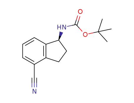 Molecular Structure of 1306763-31-4 ((R)-tert-butyl (4-cyano-2,3-dihydro-1H-inden-1-yl)carbamate)