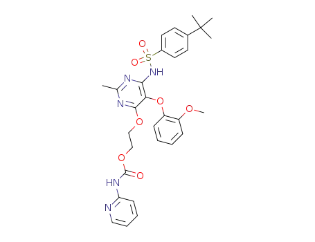 Molecular Structure of 167402-17-7 (pyridin-2-ylcarbamic acid 2-[6-(4-tert-butyl-phenylsulfonylamino)-5-(2-methoxy-phenoxy)-2-methyl-pyrimidin-4-yloxy]-ethyl ester)