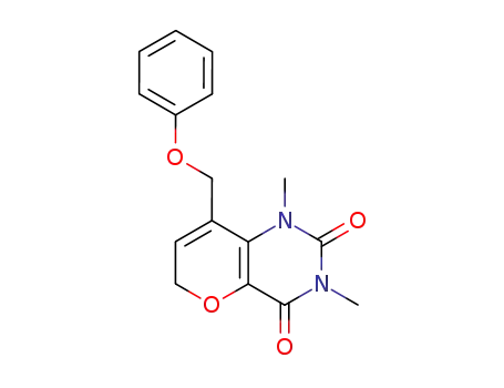 Molecular Structure of 198219-25-9 (1,3-Dimethyl-8-phenoxymethyl-1H,6H-pyrano[3,2-d]pyrimidine-2,4-dione)