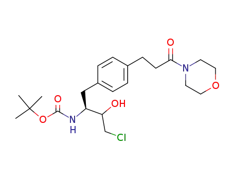 Molecular Structure of 1026483-44-2 ({(S)-3-Chloro-2-hydroxy-1-[4-(3-morpholin-4-yl-3-oxo-propyl)-benzyl]-propyl}-carbamic acid tert-butyl ester)