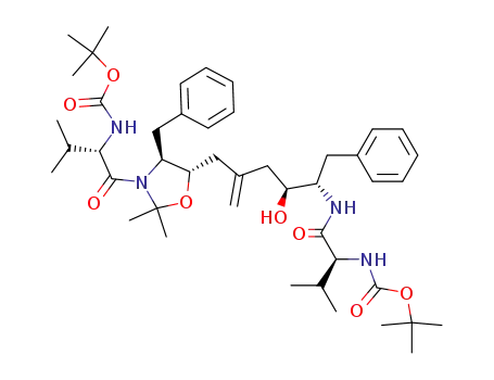 ((S)-1-{(4S,5S)-4-Benzyl-5-[(4S,5S)-5-((S)-2-tert-butoxycarbonylamino-3-methyl-butyrylamino)-4-hydroxy-2-methylene-6-phenyl-hexyl]-2,2-dimethyl-oxazolidine-3-carbonyl}-2-methyl-propyl)-carbamic acid tert-butyl ester