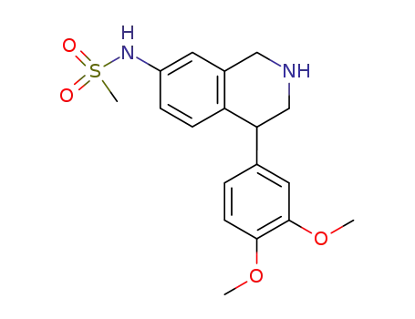Molecular Structure of 119085-48-2 (Methanesulfonamide,
N-[4-(3,4-dimethoxyphenyl)-1,2,3,4-tetrahydro-7-isoquinolinyl]-)