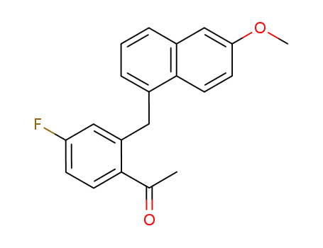 Molecular Structure of 192384-21-7 (Ethanone, 1-[4-fluoro-2-[(6-methoxy-1-naphthalenyl)methyl]phenyl]-)
