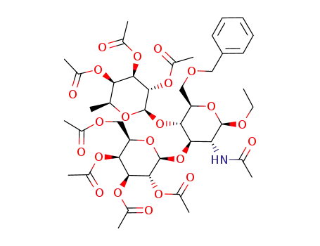 Acetic acid (2R,3R,4S,5S,6R)-4,5-diacetoxy-6-acetoxymethyl-2-[(2R,3R,4R,5S,6R)-3-acetylamino-6-benzyloxymethyl-2-ethoxy-5-((2R,3S,4R,5R,6S)-3,4,5-triacetoxy-6-methyl-tetrahydro-pyran-2-yloxy)-tetrahydro-pyran-4-yloxy]-tetrahydro-pyran-3-yl ester