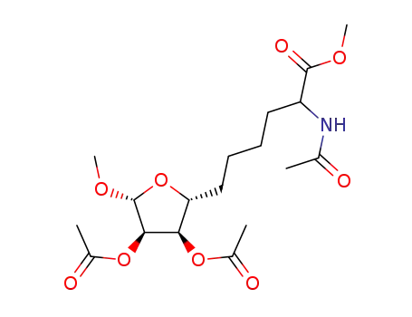 2-Acetylamino-6-((2R,3R,4R,5R)-3,4-diacetoxy-5-methoxy-tetrahydro-furan-2-yl)-hexanoic acid methyl ester