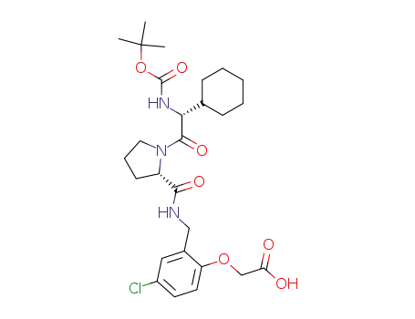 Molecular Structure of 211989-81-0 ([2-({[(S)-1-((R)-2-tert-Butoxycarbonylamino-2-cyclohexyl-acetyl)-pyrrolidine-2-carbonyl]-amino}-methyl)-4-chloro-phenoxy]-acetic acid)